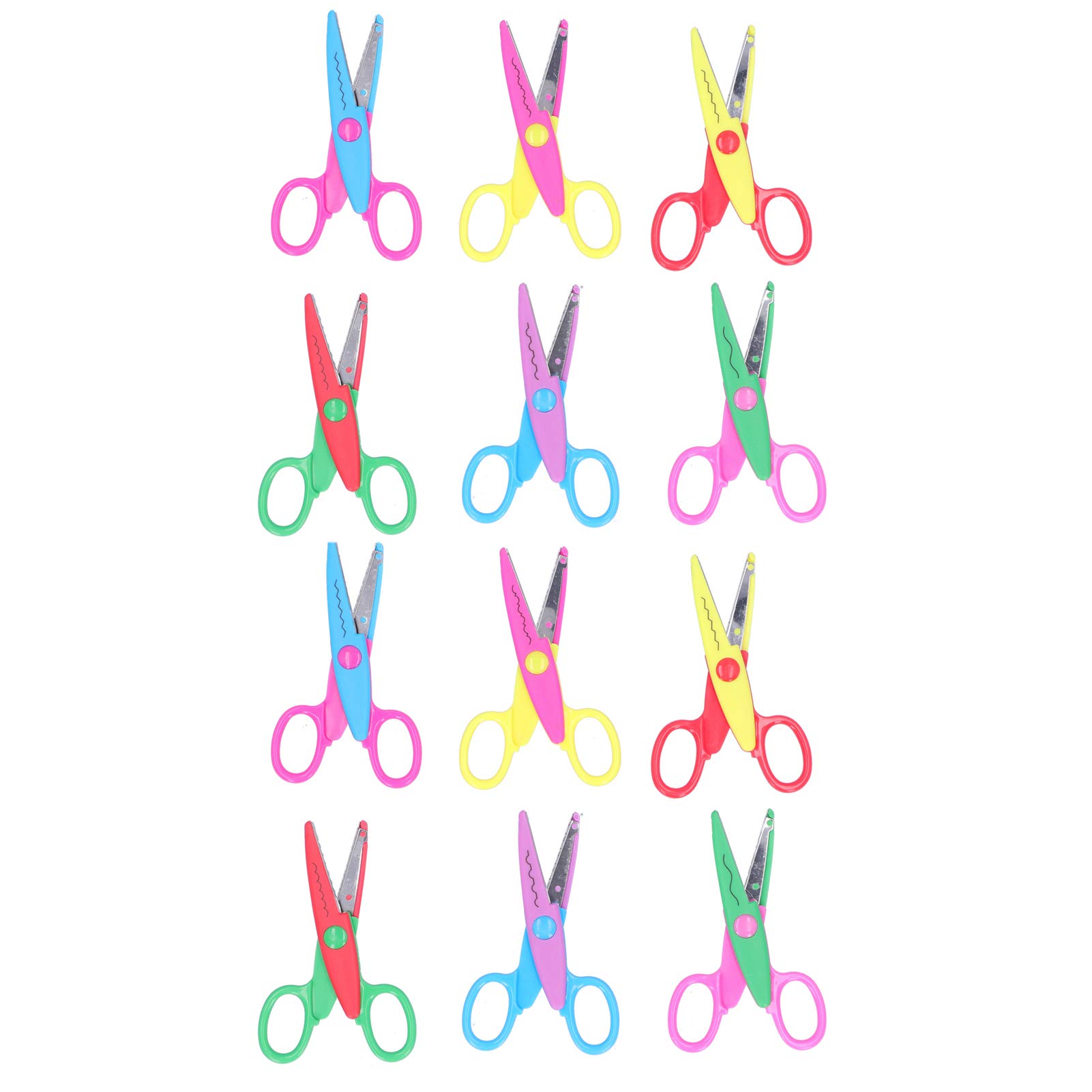12Pcs Preschool Training Scissors Colorful Decorative Paper Edge Scissor Set Children Safety Scissors for Early Education Learning Accessories