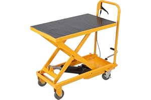 GarveeTech Hydraulic Lift Table Cart, 1100lbs Capacity 33.5" Lifting Height, Manual Single Scissor Lift Table with Non-Slip Pad, Elevating Hydraulic Cart for Material Handling and Transportation
