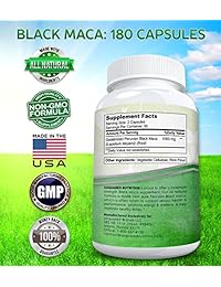Pie de maca negra pura – 180 cápsulas – fuerza máxima de 1000 mg por servir – extracto de maca...