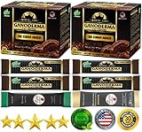 PureGano Premium Ganoderma Black Instant Coffee - 180mg Red Reishi Mushroom Lingzhi Lucidum Extract 2 in 1 Sugar Free - 2 Boxes + 6 Bonus Samples - 66 Sachets Total