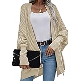 Dokotoo Women's 2026 Fashion Casual Oversized Open Front Batwing Long Sleeve Chunky Knit Cardigans Sweaters Outerwear Coats