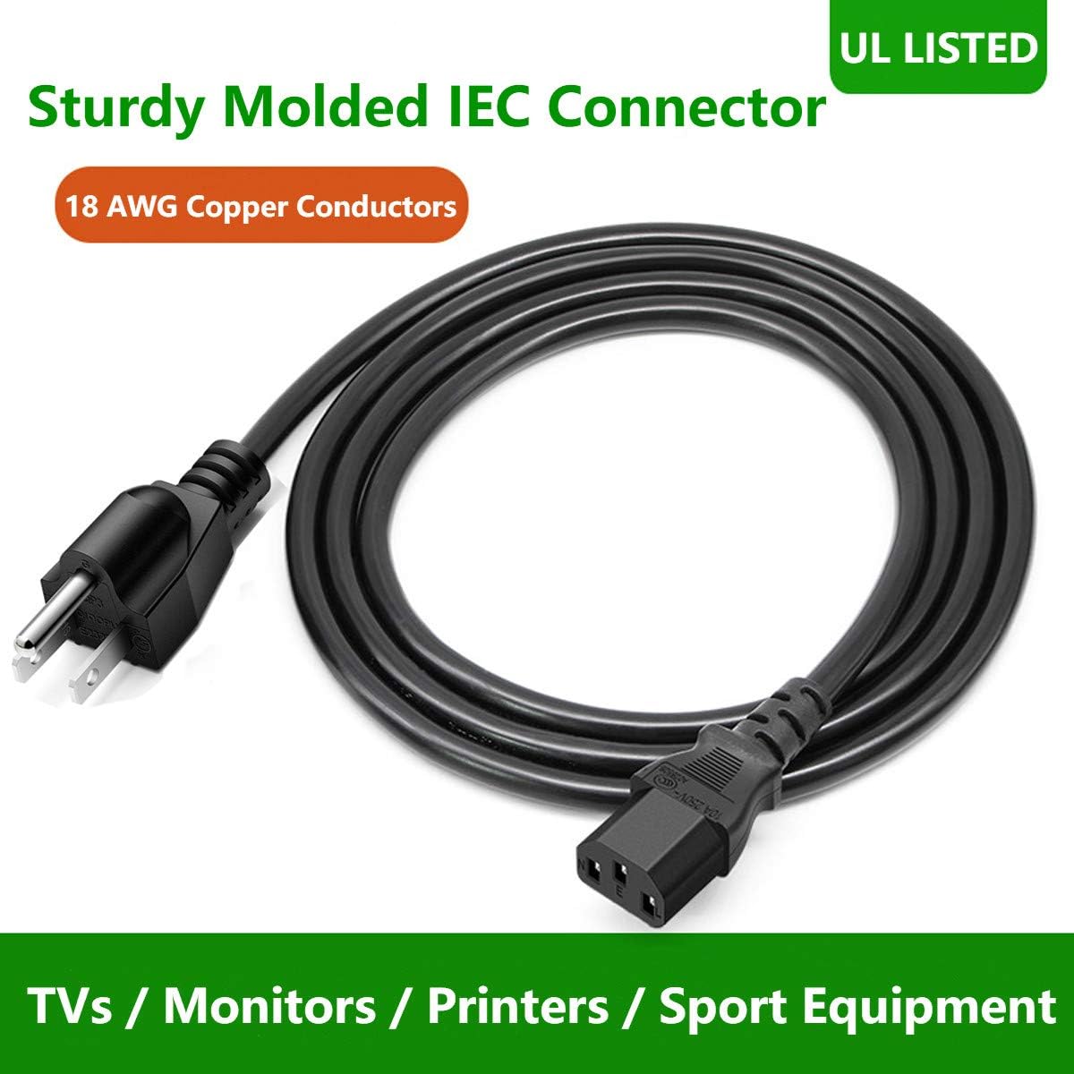 5FT AC Power Cord Replacement Compatible Vizio TV 6FT Extension 3 Prong