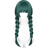 Probeauty Maomao Cosplay Wig with Braids, Long Green Braided Wigs with Bangs for Halloween Anime Costume Cosplay Party