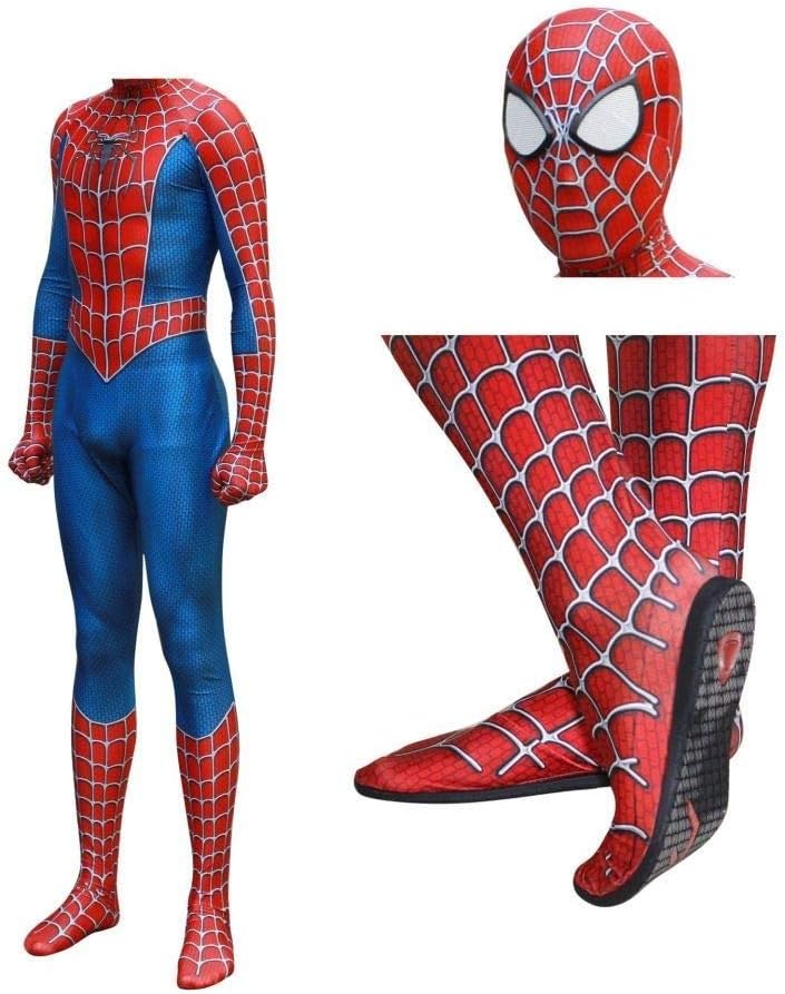 TOYSSKYR Spiderman Cosplay Costume 3D Print Full Body Halloween Cosplay Set Adult Apparel Insert Lens Mask ( Color : B , Size : Large )
