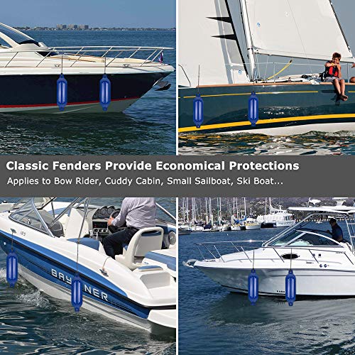 VINGLI 4Pack Ribbed Boat Fender, 8.5 x 27 inch, with Ropes & Inflator