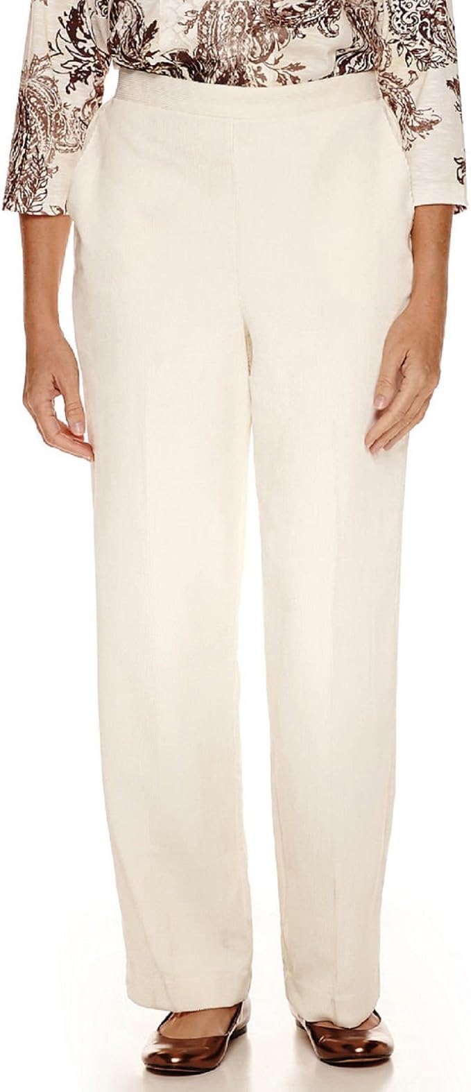 Alfred Dunner Women's Twilight Point Pants, Ivory, 6 Petite