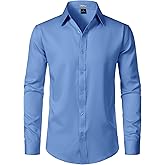 ZEROYAA Men's Wrinkle Free Long Sleeve Dress Shirt Business Casual Modern Slim Fit Button Down Shirts for Wedding and Office