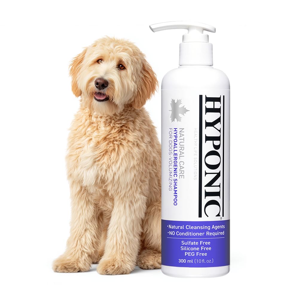 HYPONIC Hypoallergenic Premium Dog Shampoo - Deodorizing, Dog Grooming Shampoo for Sensitive & Itch Skin (Volumizing 10.1 oz)