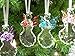 Angel Crystal Christmas Ornaments - Set of 4 Angels Holding Colored Hearts - Assorted Wing and Heart Red, Green, Gold and Silver - 3