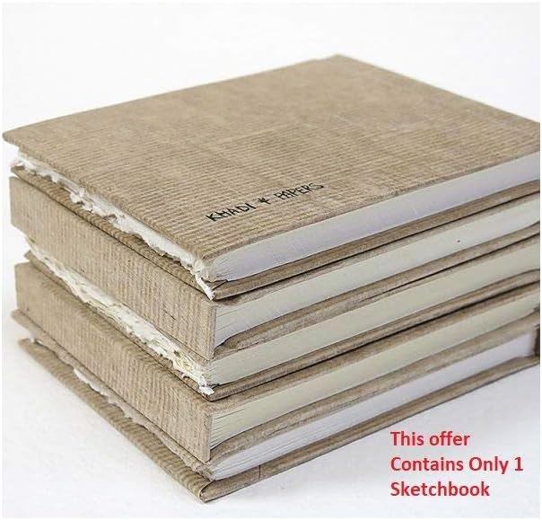 Khadi Papers Watercolour & Drawing Paper Hardbound Sketchbook of 20 Sheets - 210 GSM - Smooth Texture - Size: 13 cm x 16 cm - Colour: White