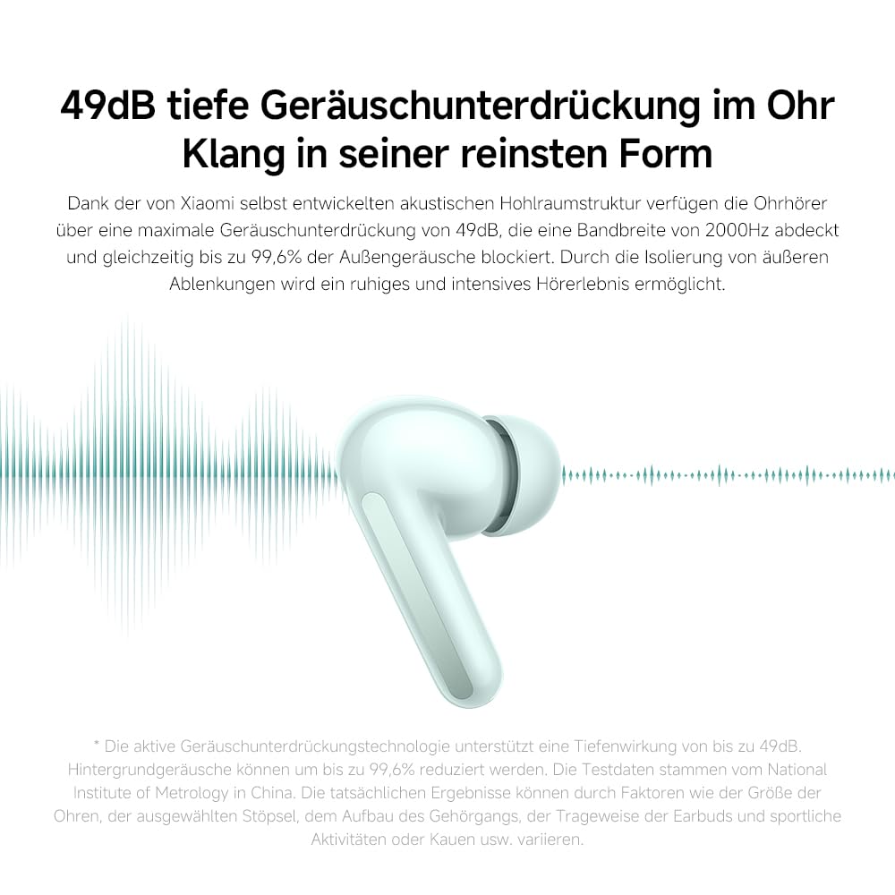 XIAOMI Redmi Buds 6 – Kabellose Bluetooth-In-Ear-Kopfhörer, Dual-Treiber, immersiver Sound, 49 dB aktive Geräuschunterdrückung, bis zu 10h+42h Akkulaufzeit, IP54, Schwarz 5