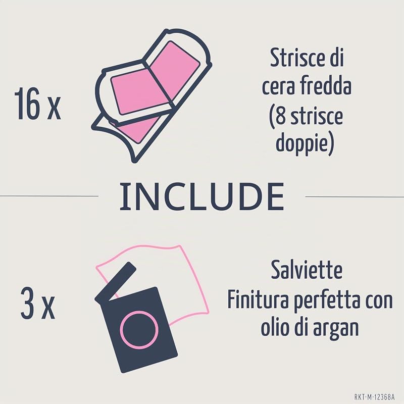 Expert Fasce di cera fredda depilatoria per la depilazione del viso, adatto per labbro superiore (Bigotte), con burro di karitè, 16 strisce