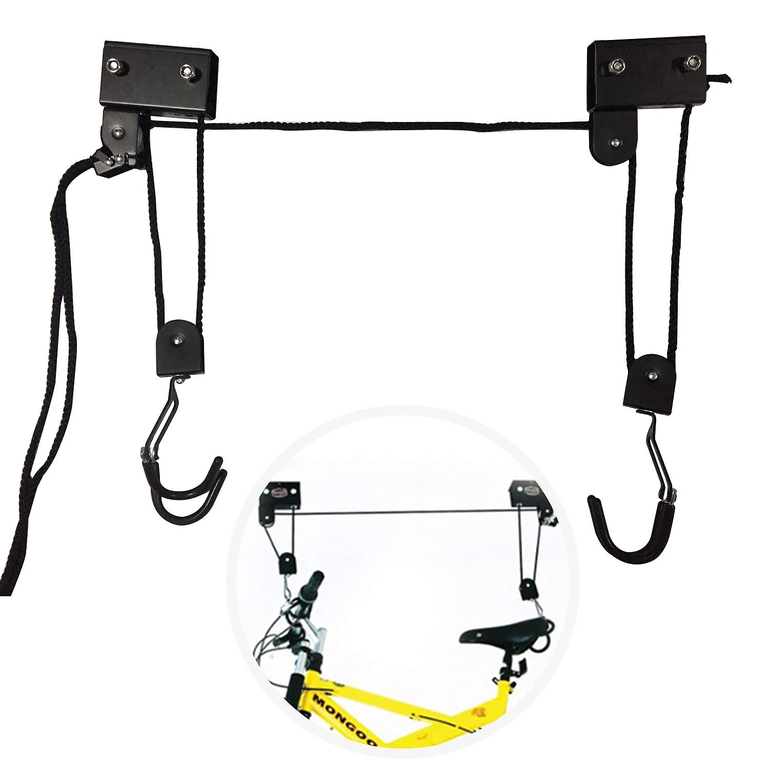 EXLECO Bike Lift Load Capacity 57 KG Bicycle Ceiling Universal Bicycle Lift with Hook and Rope Suitable for Bikes and Yacht