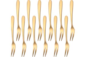 Mafier 5.51-inch Gold Fruit Forks For Charcuterie Board Service,18/10 Stainless Steel Dessert Tasting Mini Cocktail Appetizer
