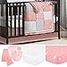 Woodland Pixie Coral and Grey Baby Crib Bedding - 11 Piece Sleep Essentials Set