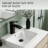 Hapilife Basin Taps Waterfall Black Matte Mono 1 Hole with Slotted Waste view 2