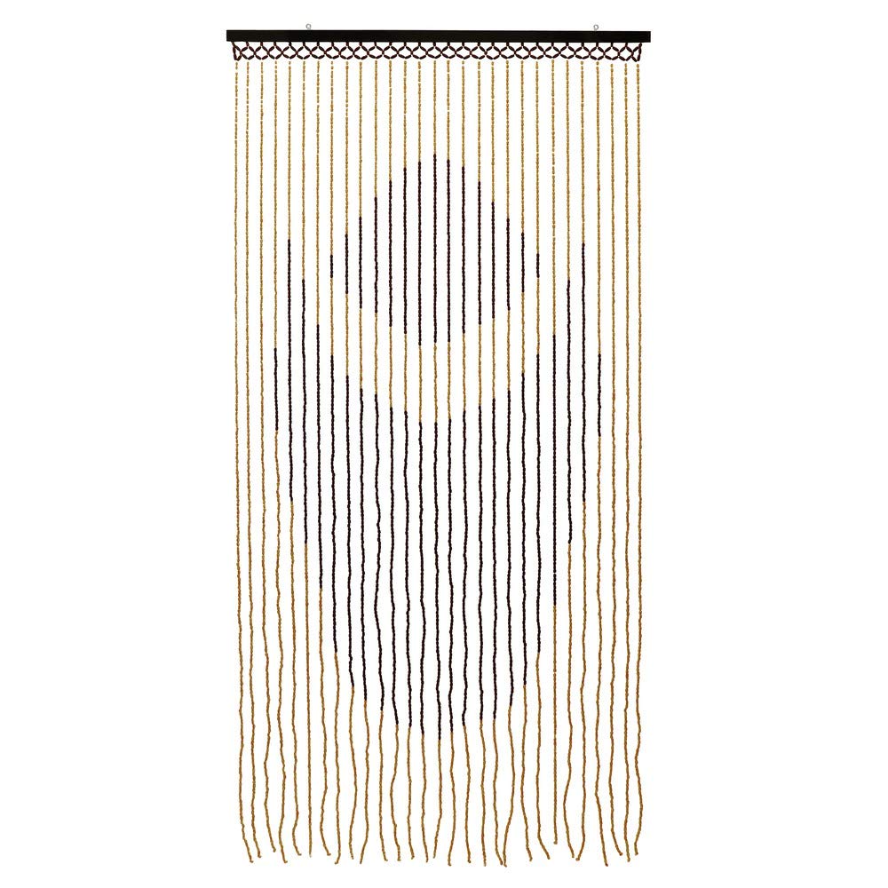 JVL Tuscany Hanging Lotus Wooden Beaded Door Curtain Screen, 90cm x 180 cm, Multi, 90 x 180cm approx, 11-089LT