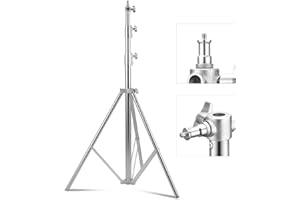 SUPON Stainless Steel Light Stand 110" /2.8m, Spring Cushioned Heavy Duty Tripod Stand with 1/4-inch to 3/8-inch Universal Adapter for Studio Monolight Softbox Reflector Photography Portrait Video