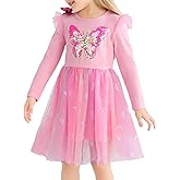 Toddler Girl Tulle Tutu Dresses Color-Changing Sequin Little Girls Long Sleeve Ruffle Birthday Party Flower Dress 1-8T