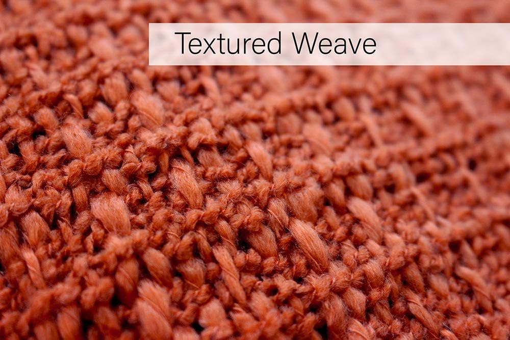Riva Paoletti Boden Throw, Burnt Orange, Textured Weave Design, Heavyweight Fabric, Fringed Edges, Machine Washable - Image 4