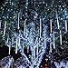 LDUSAHOME Outdoor Lights,LED Meteor Shower Rain Lights, Waterproof Garden Lights 30cm 8 Tubes 144leds Snow Falling Raindrop Cascading Light for Holiday Wedding Xmas Tree Decor (White)