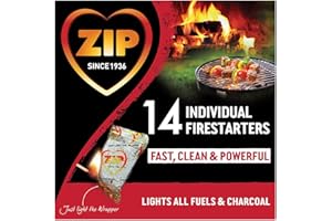Zip Firestarters Individually Wrapped Lights All Fuels & Charcoal Safe, Odorless, Convenient 14 Count