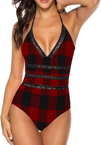red plaid bathing suit