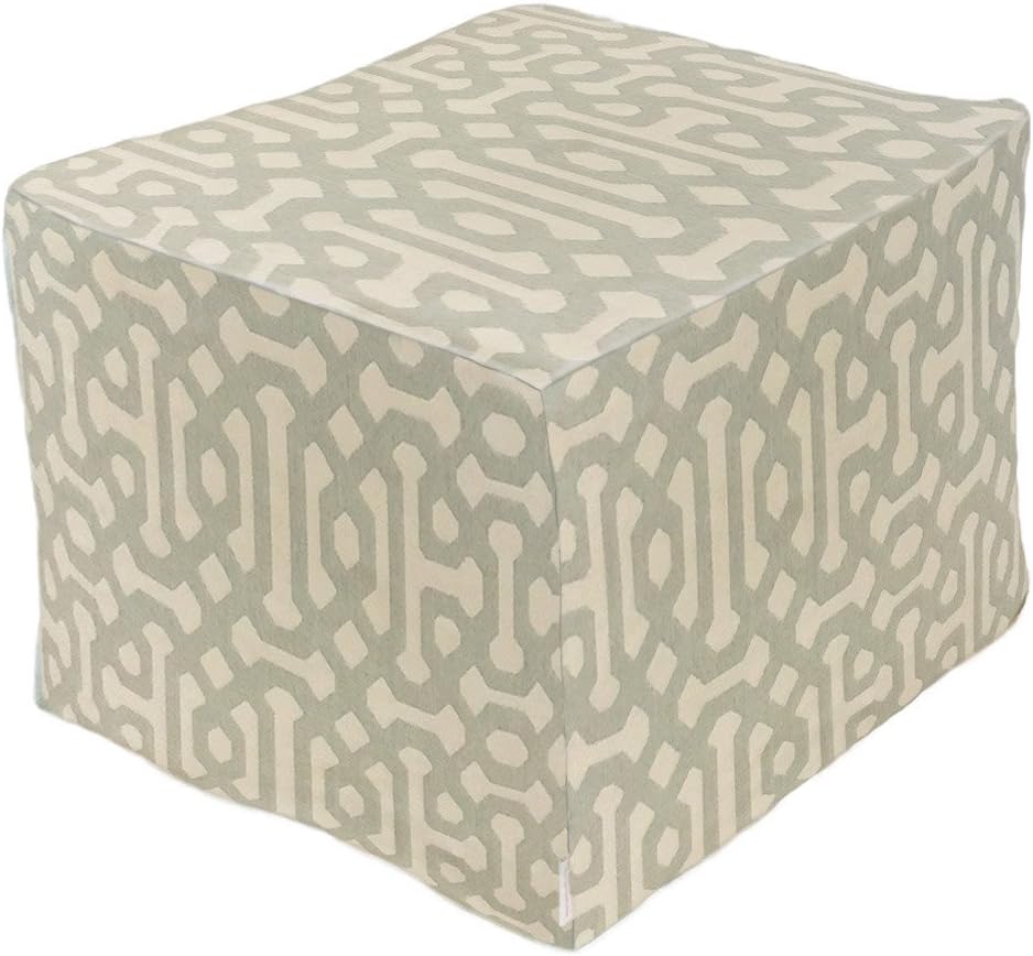 Core Covers Outdoor/Indoor Sunbrella Pouf, 20" x 20", Fretwork Mist