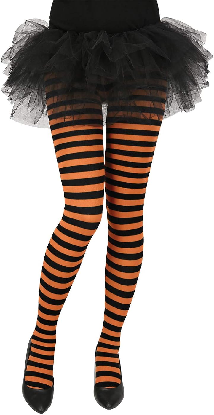 HDE Women's Striped Tights Opaque Microfiber Stockings Nylon Footed Pantyhose at  Women’s Clothing store