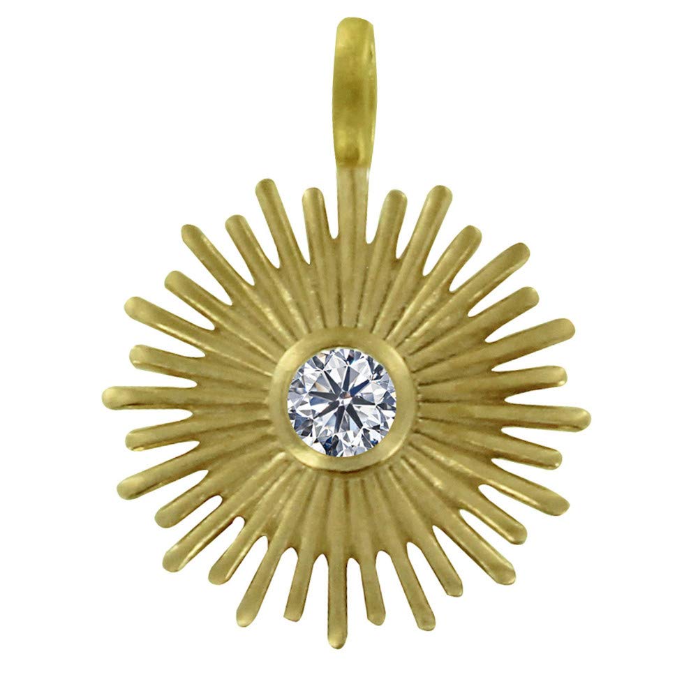 LES POULETTES BIJOUX - Gold Plated Pendant Ray of Sunshine and Rhinestones