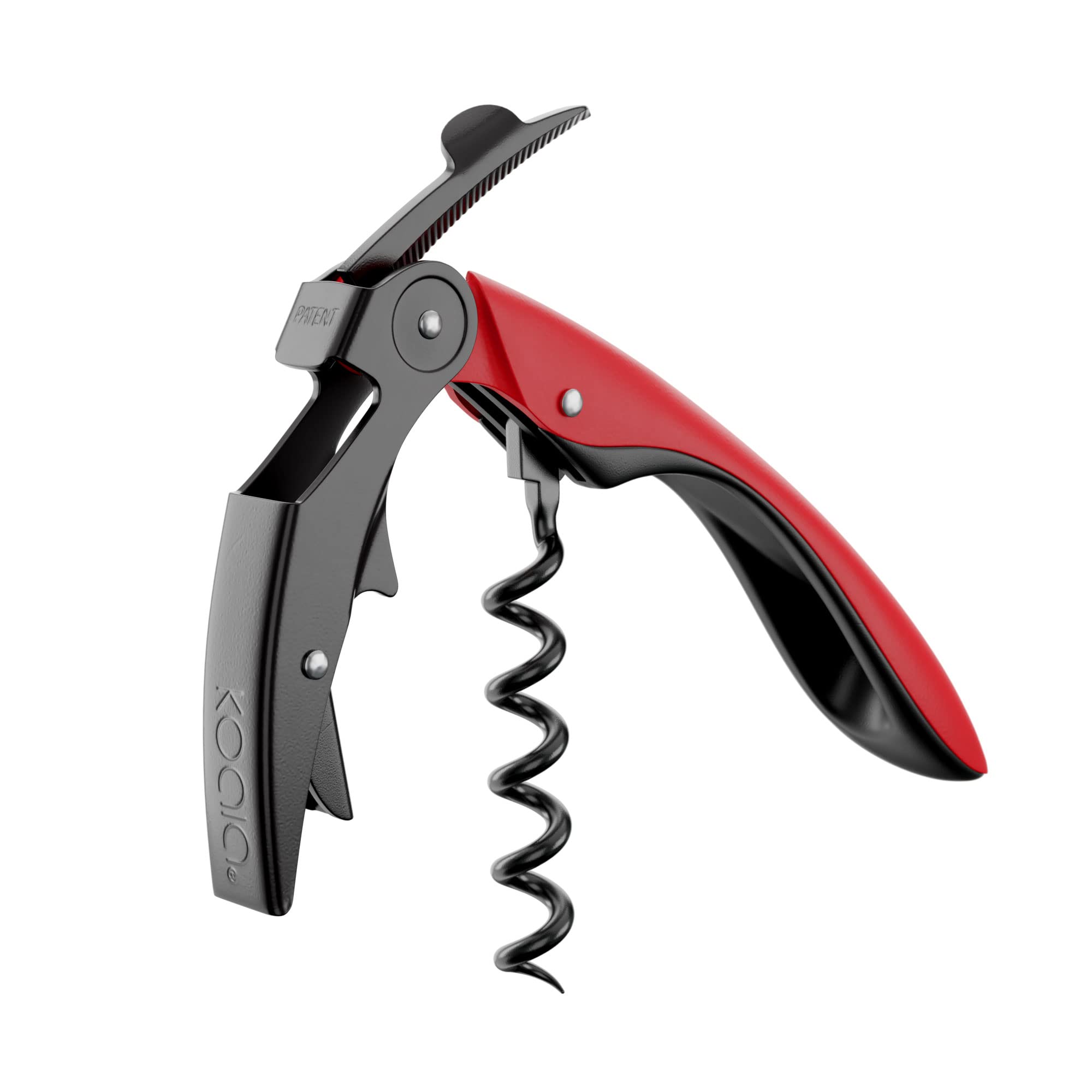 Professional Double Lever Corkscrew with Teflon Spiral and Knife – Stainless Steel and Ergonomic Handle – Includes Gift Pouch – Red