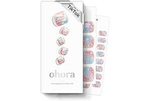 ohora Semi Cured Gel Nail Strips (P Newtro No.1) - Works with UV/LED Lamps, Salon-Quality, Long Lasting, Easy to Apply & Remove - Includes 2 Prep Pads, Nail File & Wooden Stick
