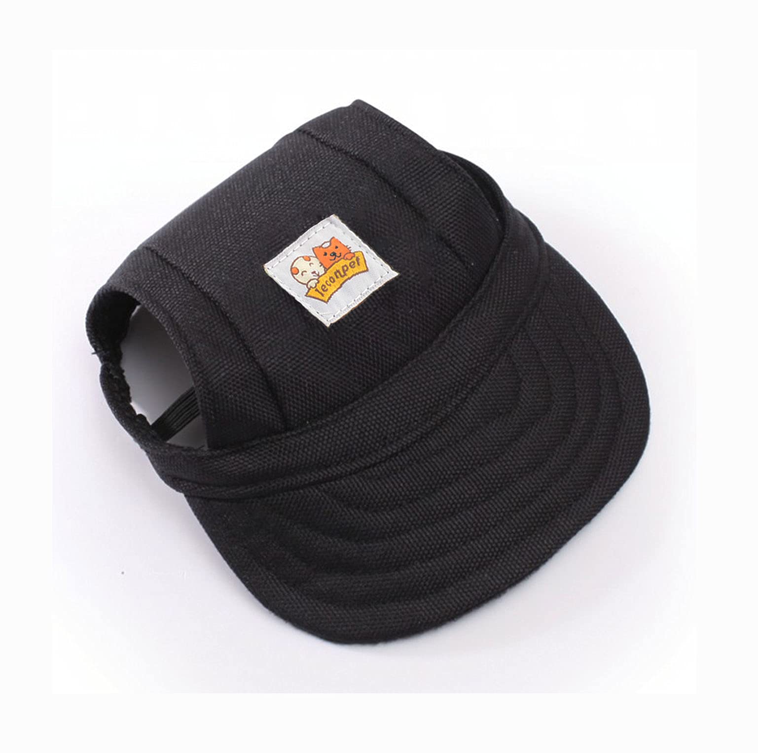 leconpet Baseball Caps hats with Neck Strap Adjustable comfortable Ear Holes for small Medium and Large Dogs in Outdoor Sun Protection (M, Black)