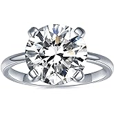 IMOLOVE Solitaire Moissanite Engagement Ring, 1CT D Color VVS1 Clarity, 925 Sterling Silver with 18K White Gold Plated, Ideal Gift for Women