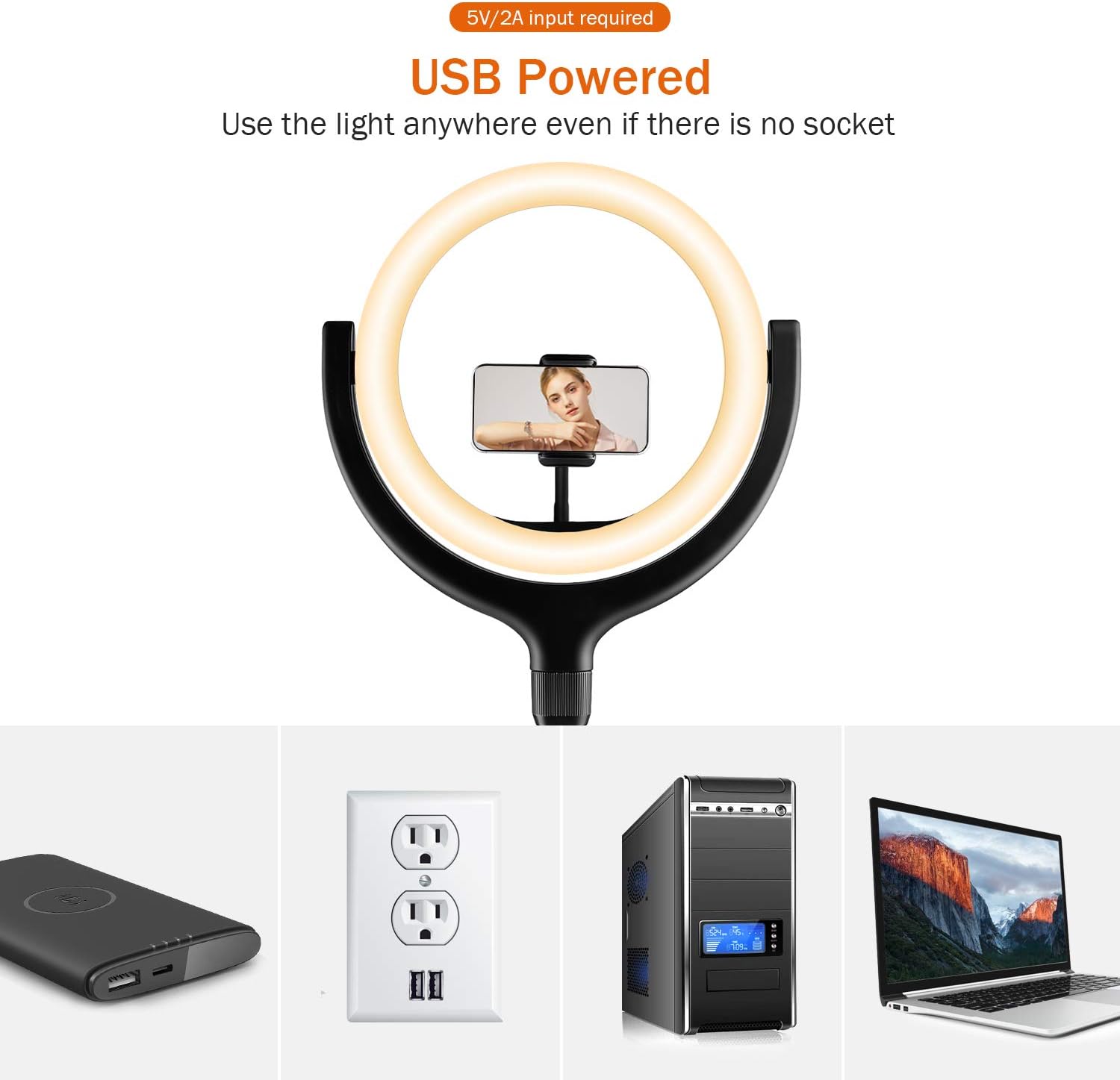 TaoTronics Ring Light with Tripod Stand 2 Phone Holders and Bluetooth Remote Shutter, 3 Lighting Modes, 10 Brightness Levels, Dimmable Led Camera Ring Light for Live Streaming, YouTube, Video, Make Up : Camera & Photo