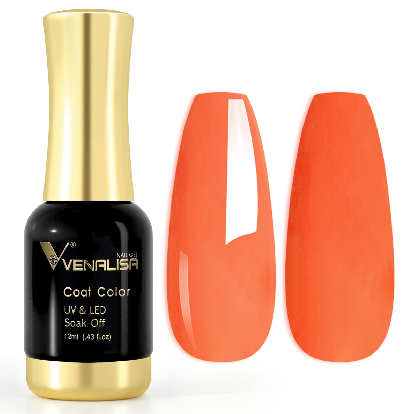 VENALISA 12ml Classic Orange Gel Nail Polish Soak Off Nail Lamp UV LED Natural Nail Gel Polish Nail Art DIY Manicure French Gifts, 0.43 OZ