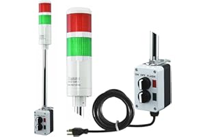 Signaworks 2 Stack Super Bright LED Andon Tower Light, 3 Position On-Off-Flash, Red/Green, 8 ft Industrial Power Cord, Plug & Play Ready, 3 Prong Plug Meets OHSA Standard * Assembled in USA *