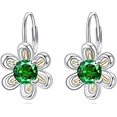 Daisy Flower Earrings Gifts for Women Sterling Silver Flower Daisy/Lilly Leverback Dangle Hoop Jewelry Christmas Gifts
