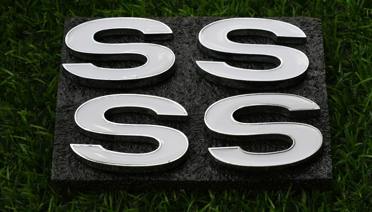 Photo 1 of 4Pcs Metal SS Front Emblems 3D Badge Replacement for1969-72 Chevelle SS 3953634 (Chrome White)