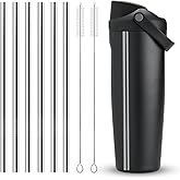 XZESH 6Pcs Metal Straw Replacement Compatible With Owala FreeSip Sway 30oz Water Bottle, With 2 Straw Cleaner, Reusable Stainless Steel Straws for Owala