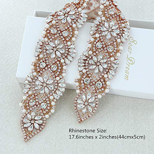 Sparkle Applique Handcrafted Sewn Rhinestone for Bridal Dresses Women Gown Evening Prom Clothes - Thumbnail 2