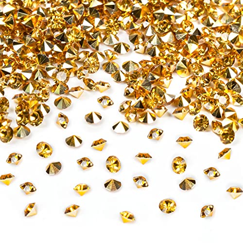 FUTUREPLUSX Gold Fake Diamonds, 28000PCS Gold Acrylic Diamonds Crystals Gems Rhinestones 3mm for Vase Fillers Table Scatters Confetti Wedding