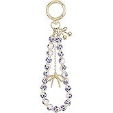 chorfla Cherry Keychain Wristlet Bag Charms for Women,Beaded Bow Keychain Wristlet Key Ring Bracelet Car Key Chain for Women