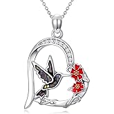 YYB Dove Birds/Hummingbird/Red Cardinal Necklace for Women 925 Sterling Silver Heart Pendant Jewelry Birds Lover Valentines Day Gifts for Women