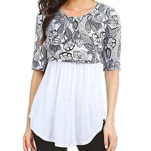 Lonshell Schwangerschaft Stillzeit Blumen Drucken Patchwork Umstandsmode Oberteile Mutterschafts Umstands-Top Sommer Bluse To