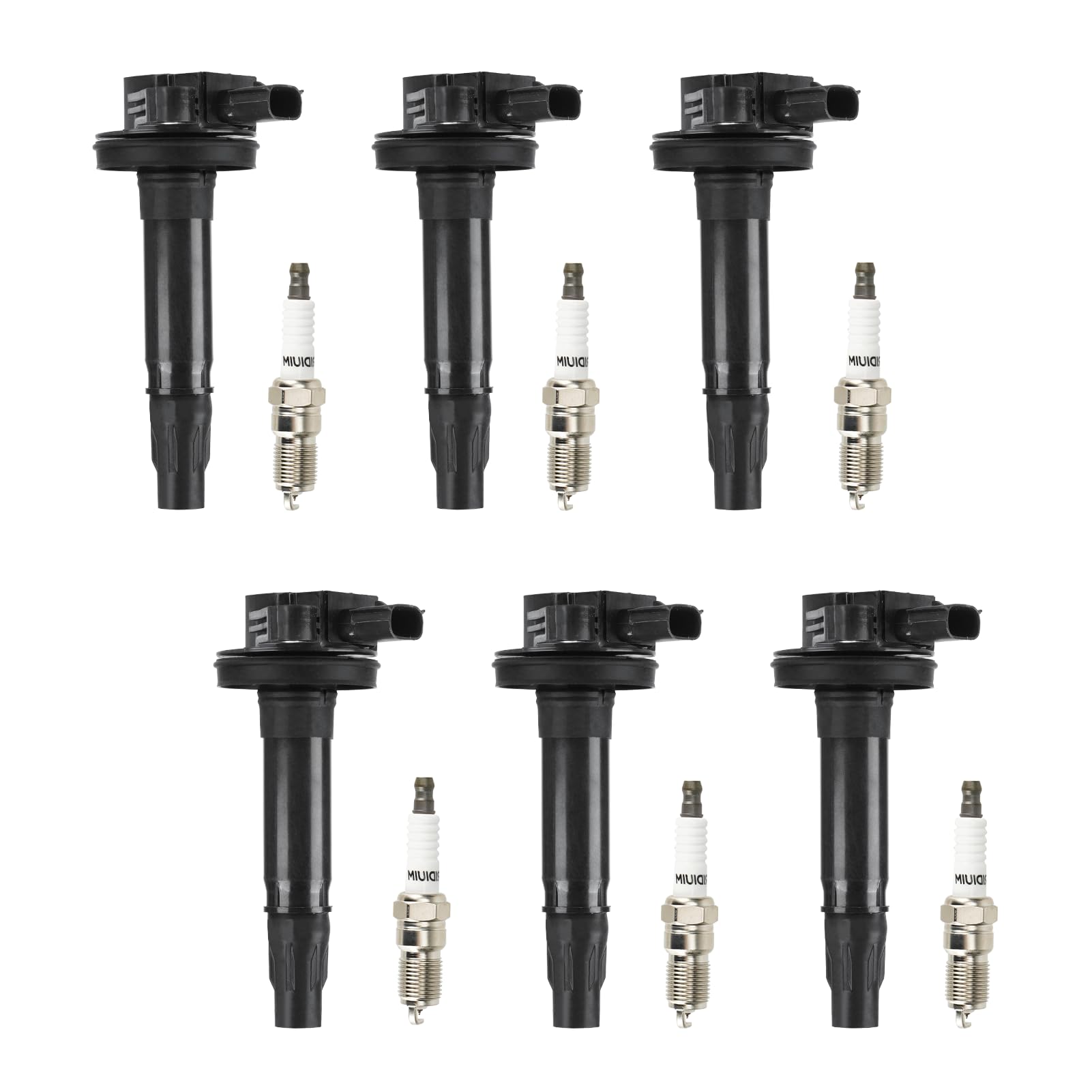 Photo 1 of Ignition Coil Pack + Iridium Spark Plugs for Ford Edge 07-11 Flex 09-11 Fusion 10-12 Taurus 08-12 Taurus X 08-09, Lincoln MKS 09-12 MKT 10-11 MKX 07-10 MKZ 07-12, UF-553 UF-595 5C1652 E1053, 6 Sets