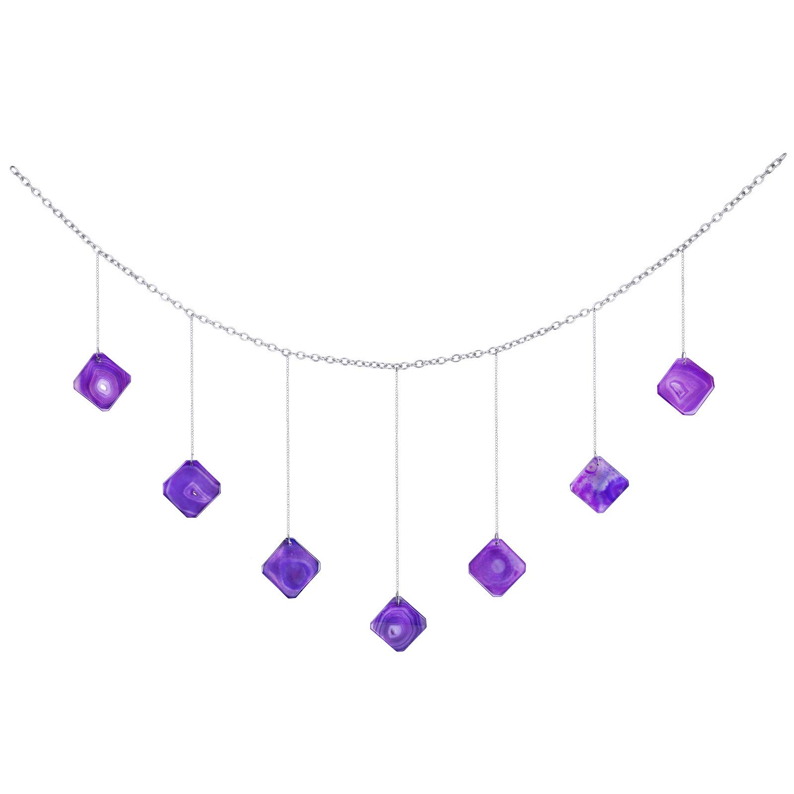 mookaitedecor 1M Agate Crystal Art Healing Crystal Wall Hanging Ornament for Living Room Bedroom Party Home, Living Room Decor Square Purple Wall Art Decor Good Luck Home Decor New Home Gift