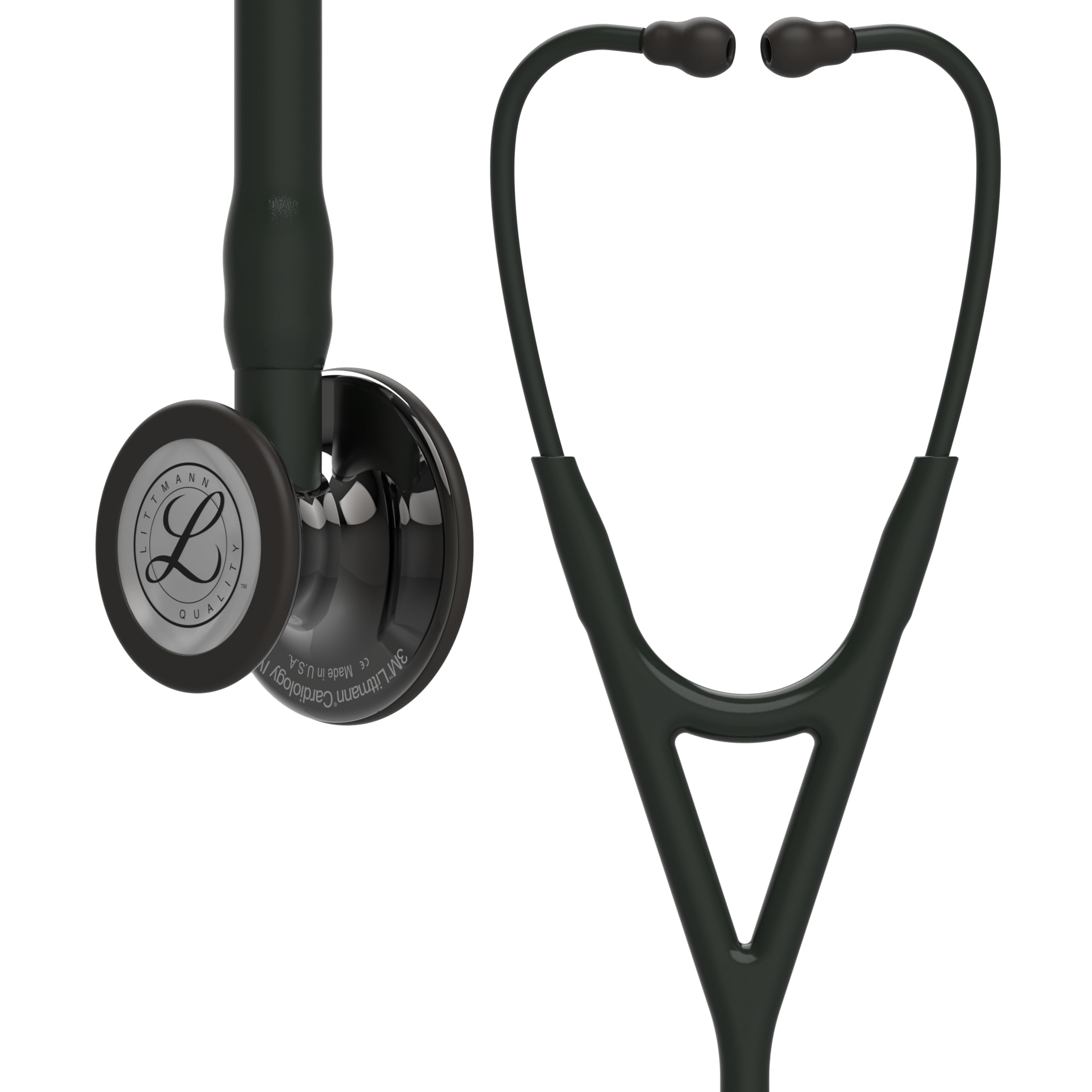Photo 1 of ***MISSING END PIECE*** 3M Littmann Cardiology IV Diagnostic Stethoscope, 6232, More Than 2X as Loud, Weighs Less, Stainless Steel High Polish Smoke-Finish Chestpiece, 27" Black Tube, Stem, and Headset