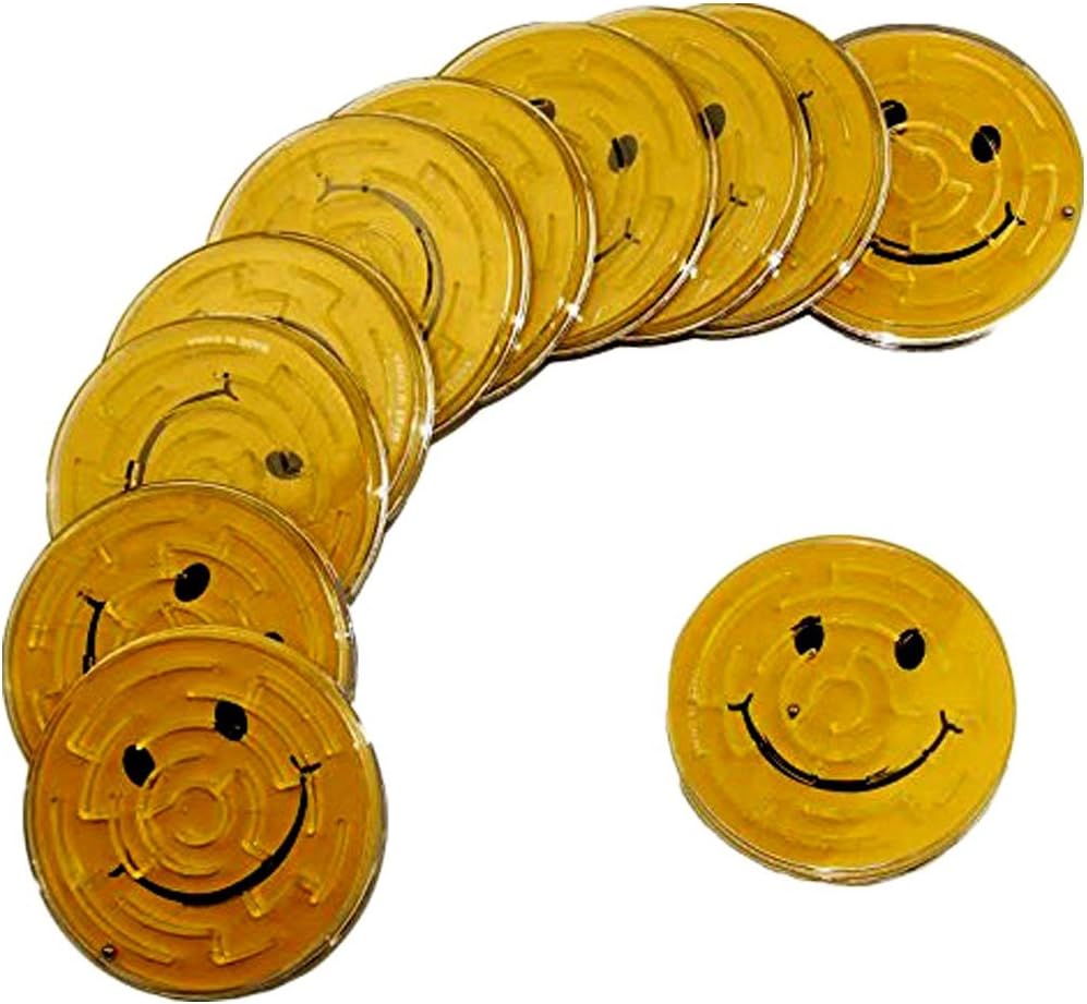 Toy Cubby Smiley face Mini Pinball Maze Game - 12 Pack Classic Pinball Maze Games - Play Set Includes 12 Smiley Face Gravity Boards
