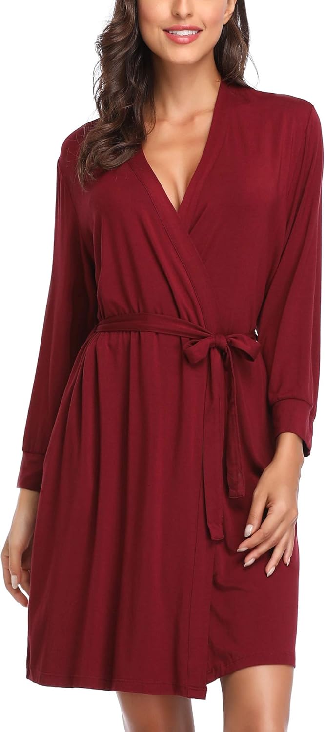 Lusofie Robes for Women Short Kimono Robe Lightweight Spa Bathrobe Knit